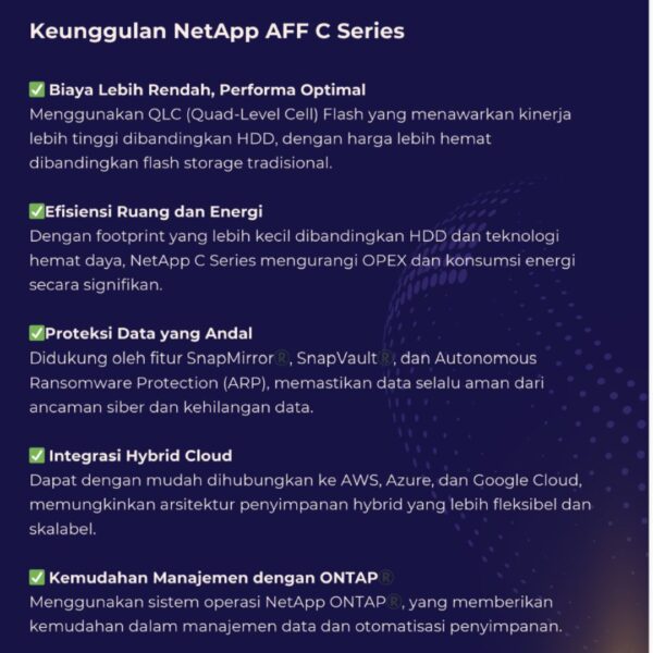 Keunggulan NetApp AFF C-SERIES